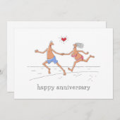 Happy Wedding Jubileum Paar Strand Hart Kaart (Voorkant / Achterkant)