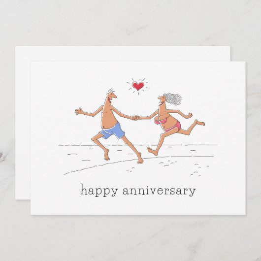 Happy Wedding Jubileum Paar Strand Hart Kaart (Voorkant / Achterkant)