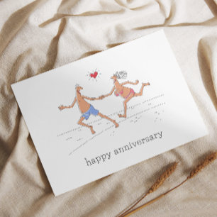Happy Wedding Jubileum Paar Strand Rood Hart Briefkaart