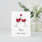 Happy Wedding Jubileum Rode Wijn Hart Kaart (Staand voorkant)