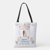 Happy Wedding Tote Bag – White Background Wedding  (Achterkant)