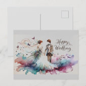 Happy Wedding Wenskaarten Briefkaart (Voorkant / Achterkant)