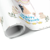 Happy Wedding Wrapping Paper – White Background  Cadeaupapier (Rol Hoek)