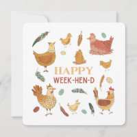 Happy Weekend Funny Hen Pun Cute Chickens