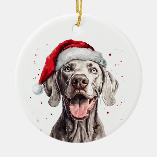Happy Weimaraner Dog Christmas Personalized Keramisch Ornament (Voorkant)