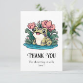 Happy Whimsical Frog Baby shower Bedankkaart (Staand voorkant)