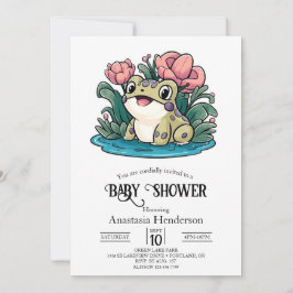 Happy Whimsical Frog Baby shower Kaart
