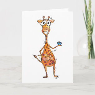 Happy Whimsical-Giraffe Drink koffie Kaart