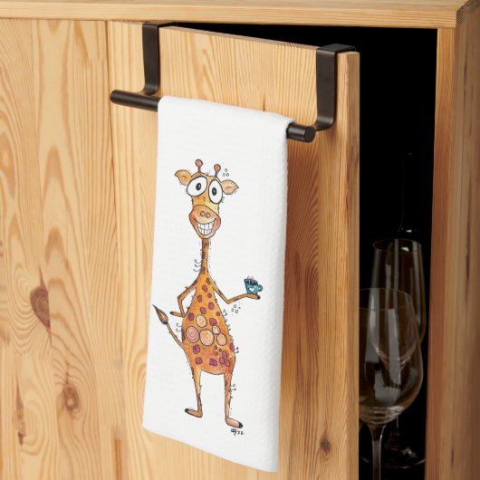 Happy Whimsical-Giraffe Drink koffie Theedoek (Derde Gevouwen)