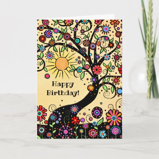 Happy Whimsical Kleurrijke Leuke Verjaardag Kaart (Voorkant)