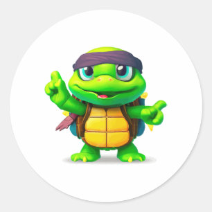Happy Whimsical Turtle Terug naar school Ronde Sticker