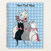 Happy White Moeder Cat met drie Kittens geplakt Planner (Voorkant)