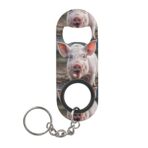 Happy White Pig Tongue Poke, Mini Flessenopener