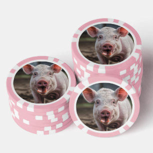 Happy White Pig Tongue Poke, Poker Chips