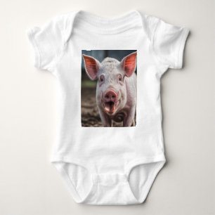 Happy White Pig Tongue Poke, Romper