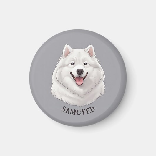 Happy White Samoyed Magneet (Voorkant)
