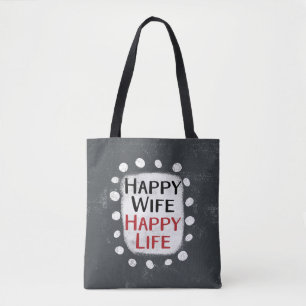 Happy Wife Happy Life Canvas tas