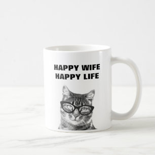 HAPPY WIFE HAPPY LIFE grappig trouwcitaat mok