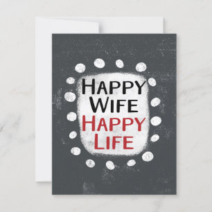 Happy Wife Happy Life Wenskaart Kaart