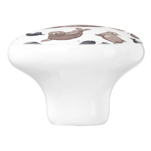 Happy Wild Seals Pattern Keramische Knop (Zijkant)