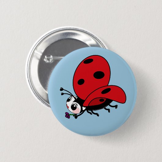 Happy Wings Ladybug Button (Voorkant /achterkant)