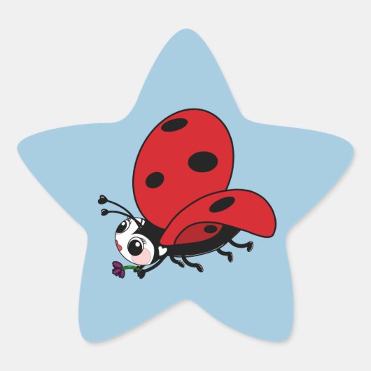 Happy Wings Ladybug Ster Sticker (Voorkant)
