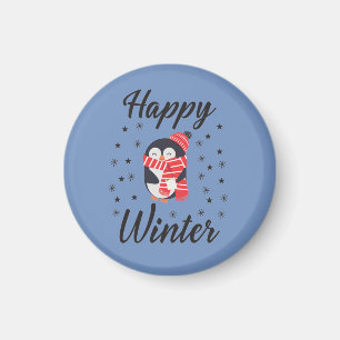 Happy Winter, Cute Penguin Magneet