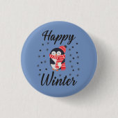 Happy Winter, Cute Penguin Ronde Button 3,2 Cm (Voorkant)