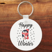 Happy Winter, Cute Penguin Sleutelhanger (Voorkant)