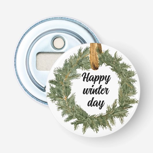 Happy Winter Day Button Flesopener (Voorkant)