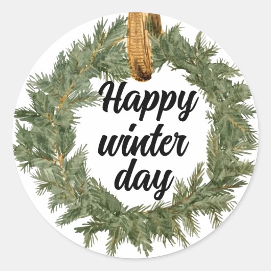 Happy Winter Day Ronde Sticker (Voorkant)