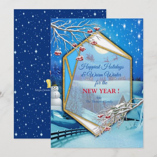 Happy Winter Feestdagen Kaart (Voorkant / Achterkant)
