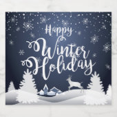 Happy Winter Holiday Kerstmis en Nieuw Jaar Sparkling Wijnetiket (Enkel label)