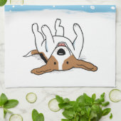 Happy Winter Snow Beagle - Cute Dog Cartoon Theedoek (Gevouwen)