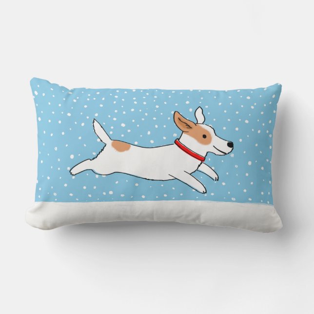 Happy Winter Snow Dog Holiday Jack Russell Puppy Kussen (Voorkant)