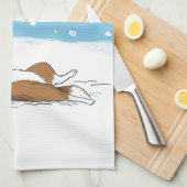 Happy Winter Snow Sheltie - Cute Shetland Sheepdog Theedoek (Quarter Fold)