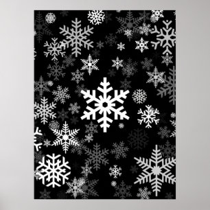 Happy Winter Snowflakes Pattern voor iedereen Poster