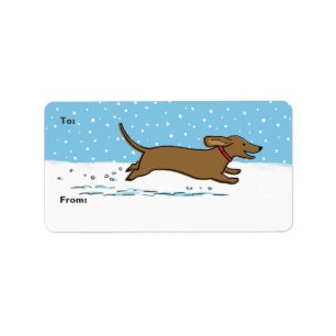 Happy Winter Wiener Dog - Dachshund Holiday Etiket