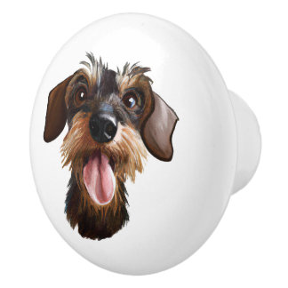 Happy Wirehaered Dachshund Keramische Knop