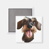 Happy Wirehaered Dachshund Magneet (Voorkant / Achterkant)