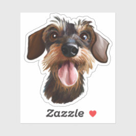 Happy Wirehaered Dachshund Sticker