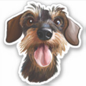 Happy Wirehaered Dachshund Sticker (Voorkant)