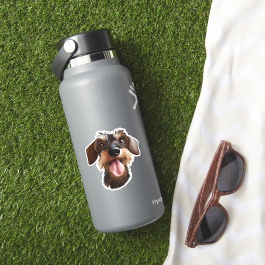 Happy Wirehaered Dachshund Sticker (HydroFlask Insitu)