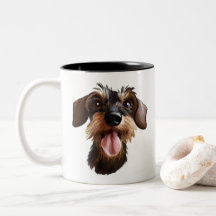 Happy Wirehaered Dachshund Two-Tone Coffee Mok