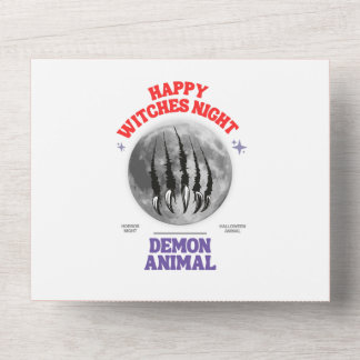 happy witches night demon animal birthday card all in one uitnodiging