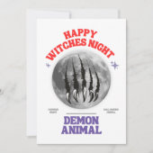 happy witches night demon animal invitation card (Devant)