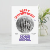 happy witches night demon animal invitation card (Debout devant)