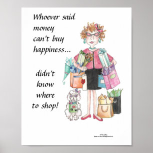 Happy Woman Caricature, ze wist waar ze moest wink Poster