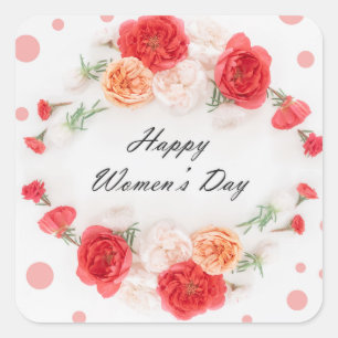 Happy Women's Day Square Stickers
