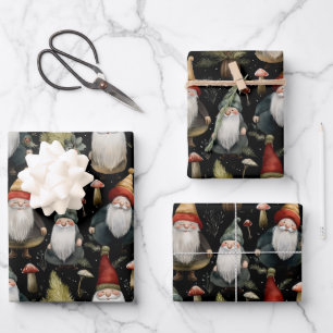 Happy Woodland Kerstmis Gnomen Inpakpapier Vel